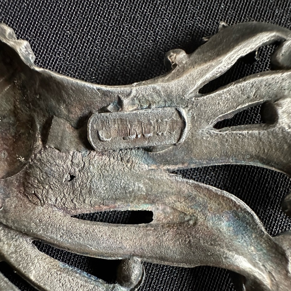 JJ Jonette vintage GUC pewter Celestial lady pendant. Art nouveau style - Picture 4 of 4